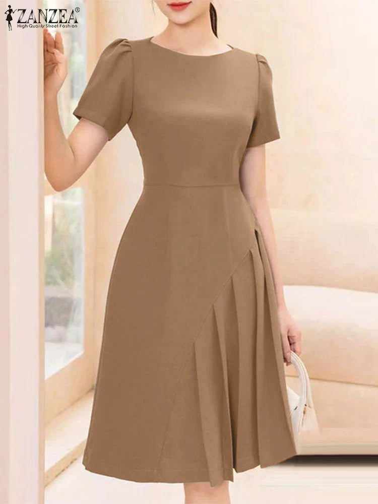 Elegant Short Sleeve A Line Knee Length Summer Dress