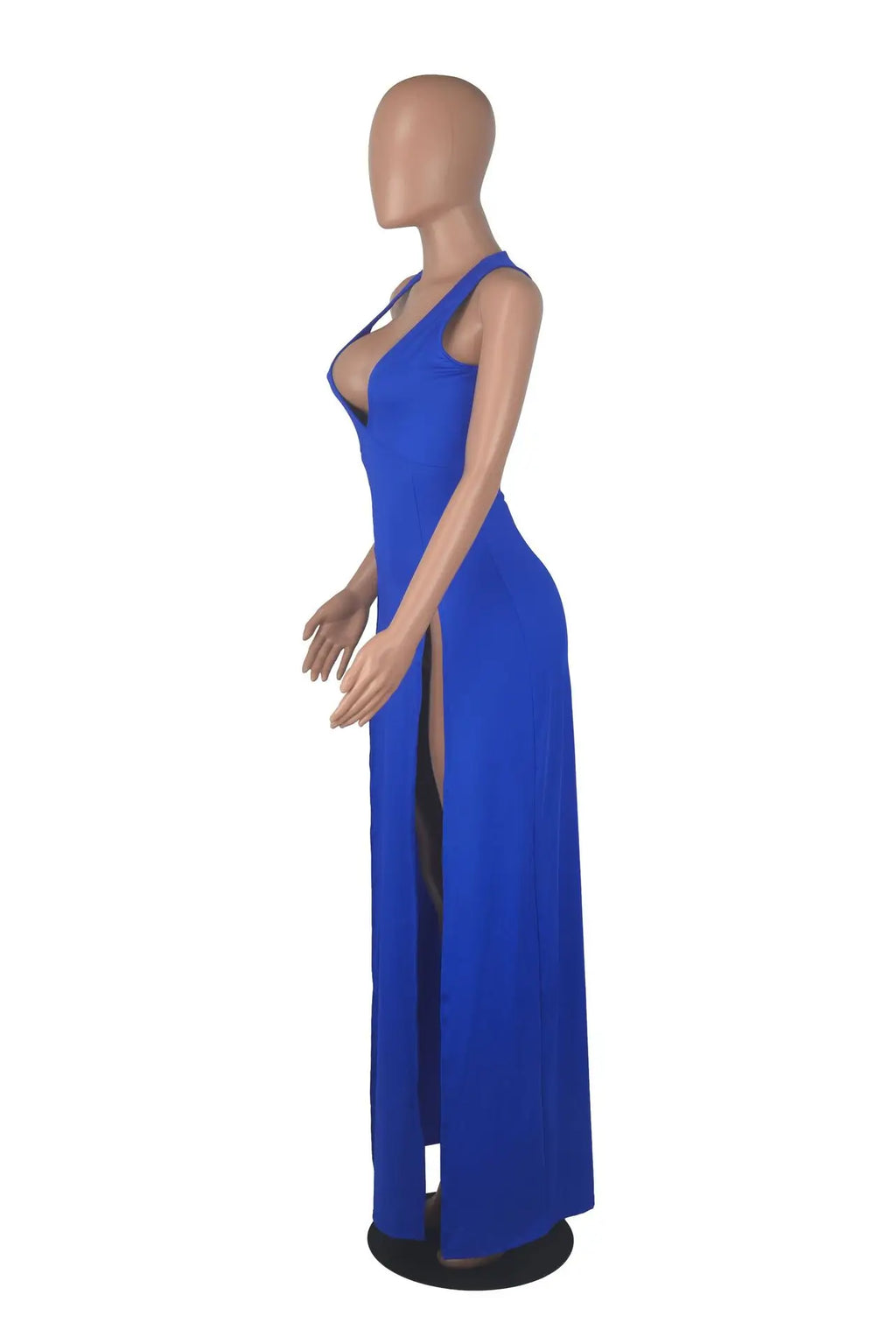 Backless V Neck Sleeveless Maxi Dress With Slit For Party