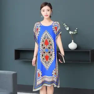 Spring Boho Beach Dress For Women Batwing Sleeve Midi