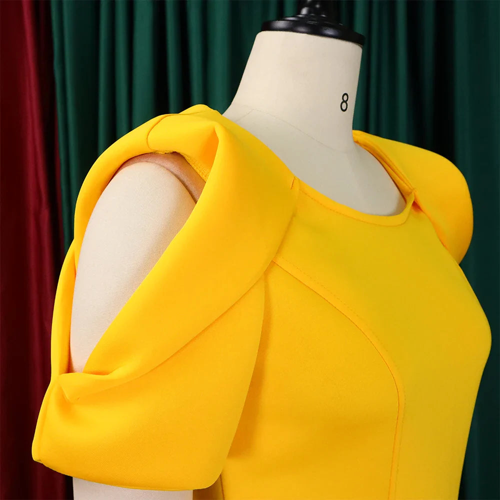 Elegant Cold Shoulder O Neck Dress For Women Mid Calf Party