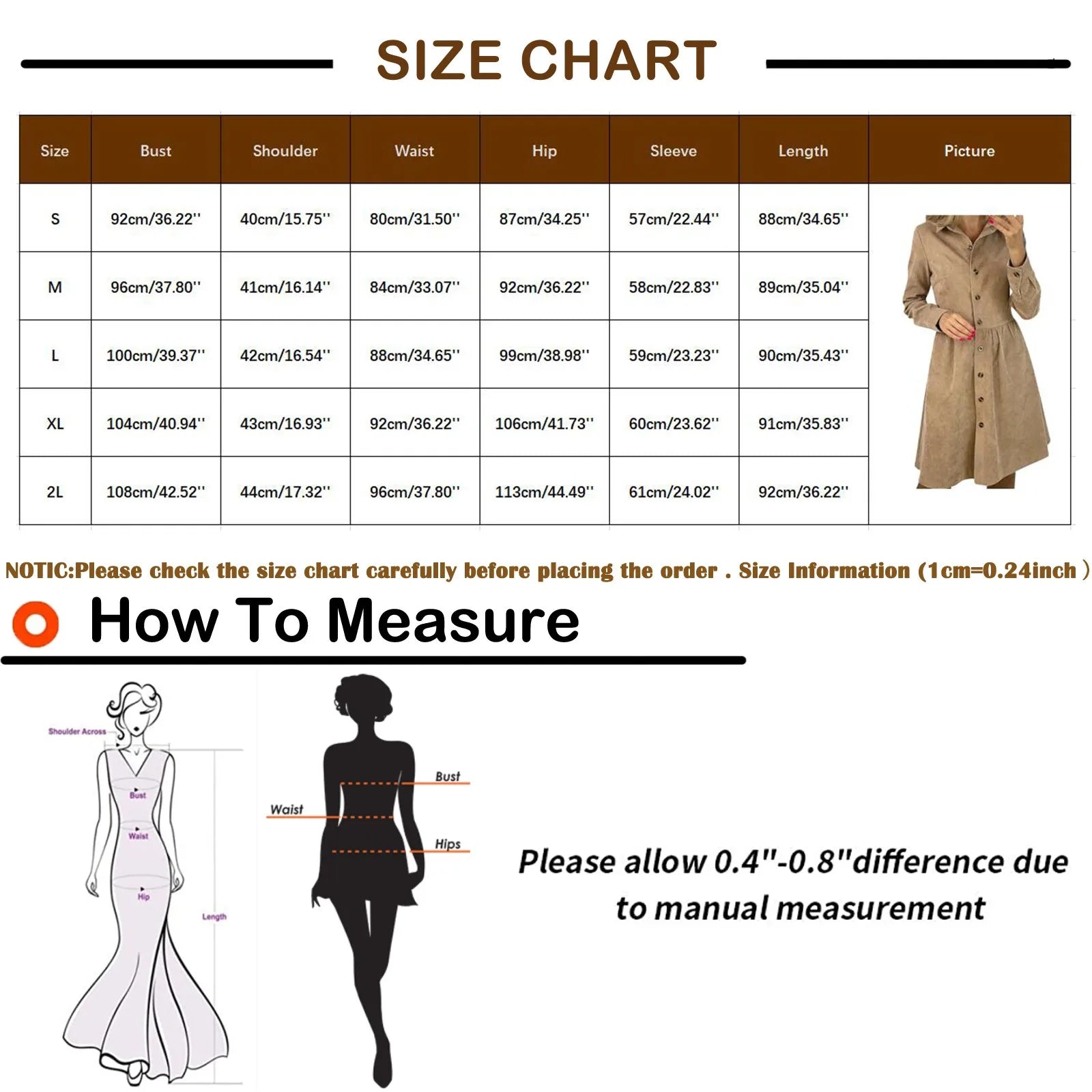 Corduroy Button Down Shirt Dress For Women Long Sleeves