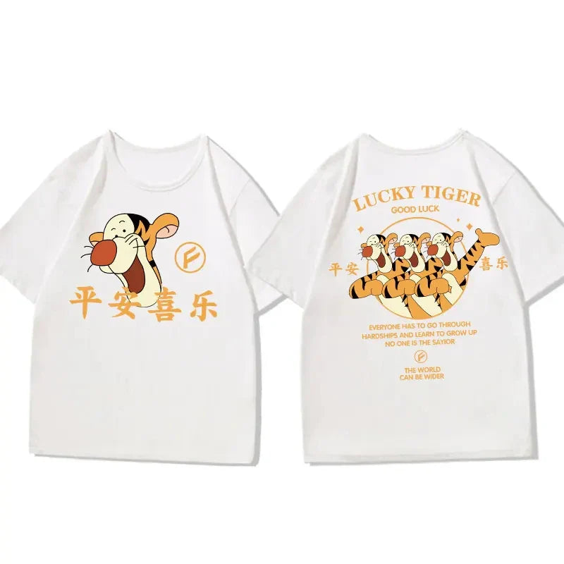 Cartoon Disney Tigger Printed Women's Cotton T-Shirt Casual Short Sleeve Top