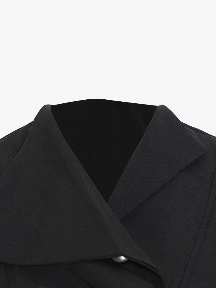 Solid Patchwork Folded Lapel Blouse for Women Long Sleeve Spliced Single Breasted Minimalist Casual Shirt