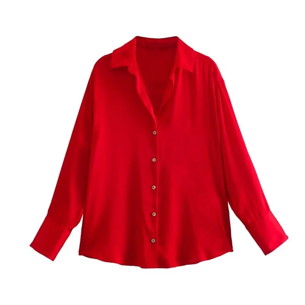 Women's Casual Loose Silk Satin Shirt with Versatile Soft Texture and Elegant Design