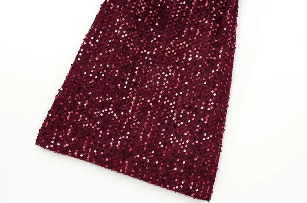 Sequined Mini Dress With Shoulder Pads O Neck Sleeveless
