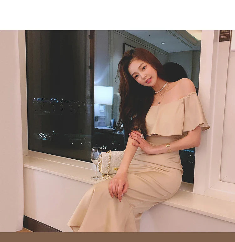 Slash Neck Mermaid Dress For Women Elegant Party Dress