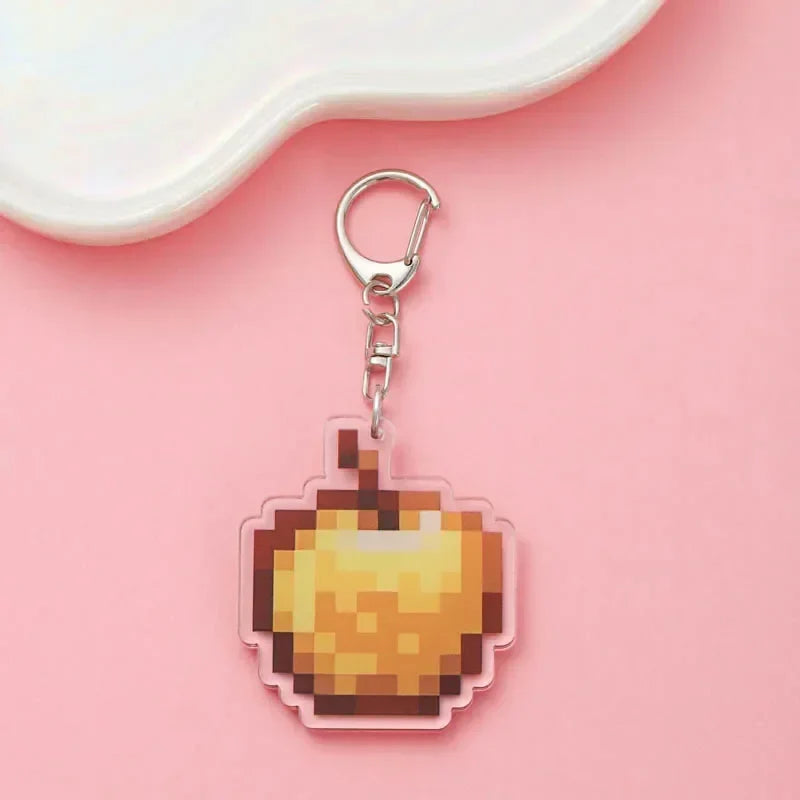Diamond Sword Keychain with Enchanted Golden Apple and Pickaxe Model Toys for Gamers and Collectors