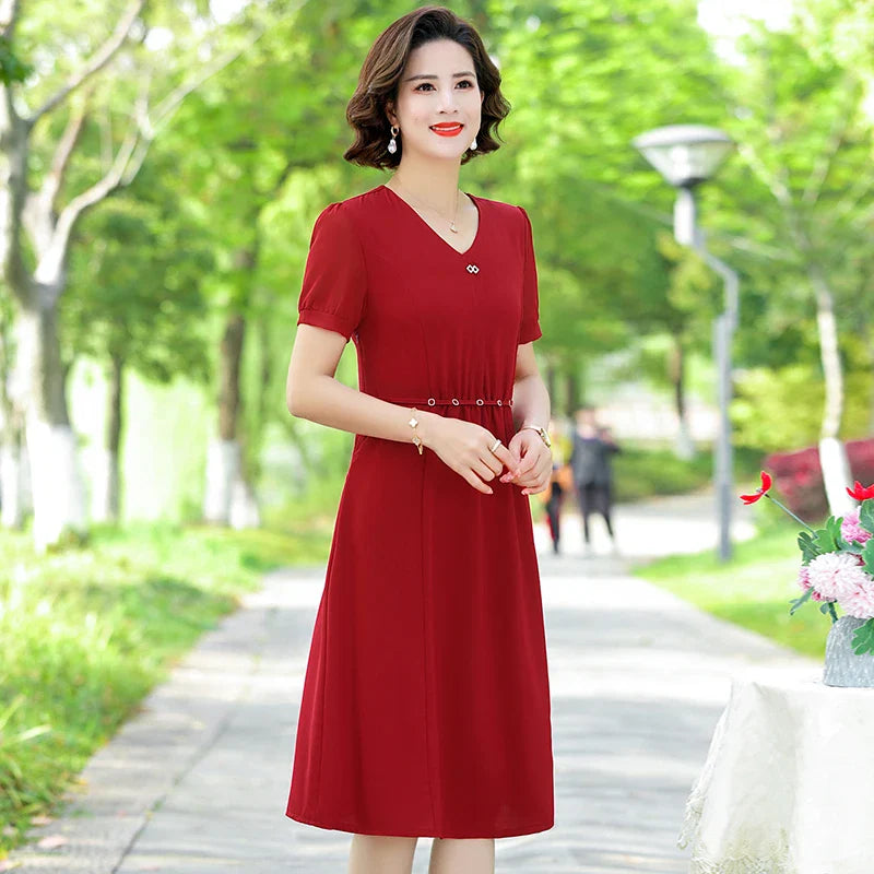 Boho Floral Midi Dress Chiffon Summer Beach Sundress