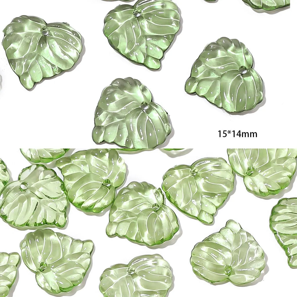 100 Pieces Mini Acrylic Tree Leaf Beads for DIY Handmade Jewelry Necklaces and Earrings Accessories