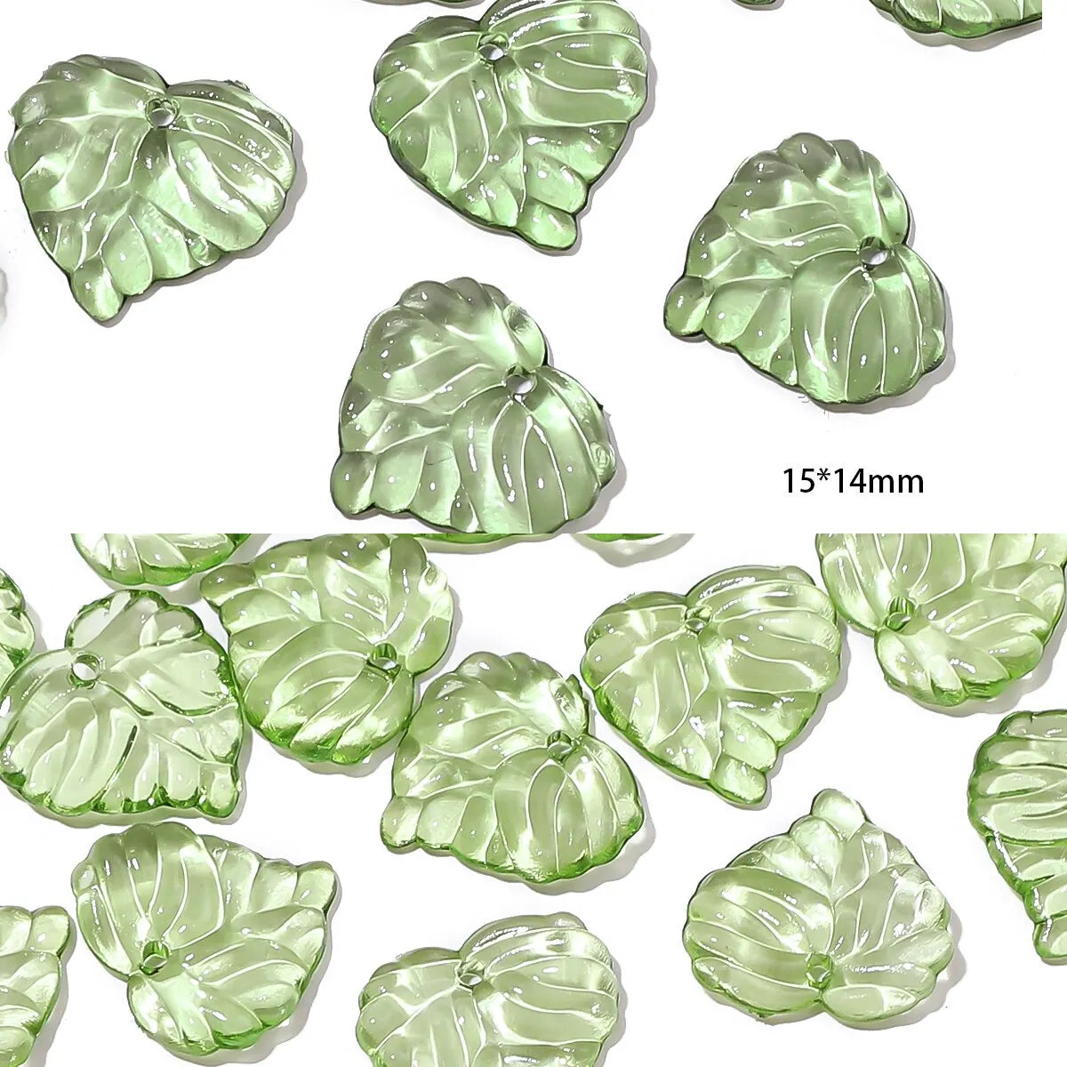 100 Pieces Mini Acrylic Tree Leaf Beads for DIY Handmade Jewelry Necklaces and Earrings Accessories