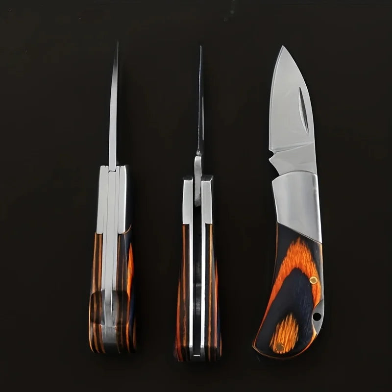 Portable Folding Pocket Knife with Keychain and Stainless Steel Blade for Camping and Outdoor Survival Gifts