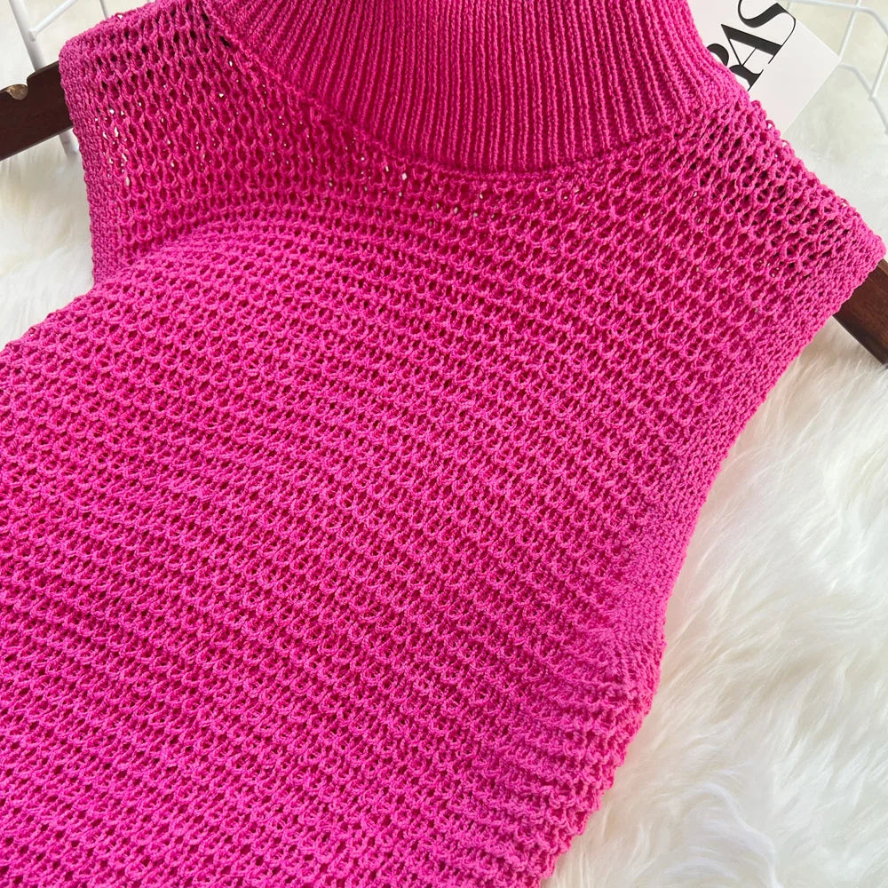 See Through Crochet Knit Dress For Women Beach Party Wear