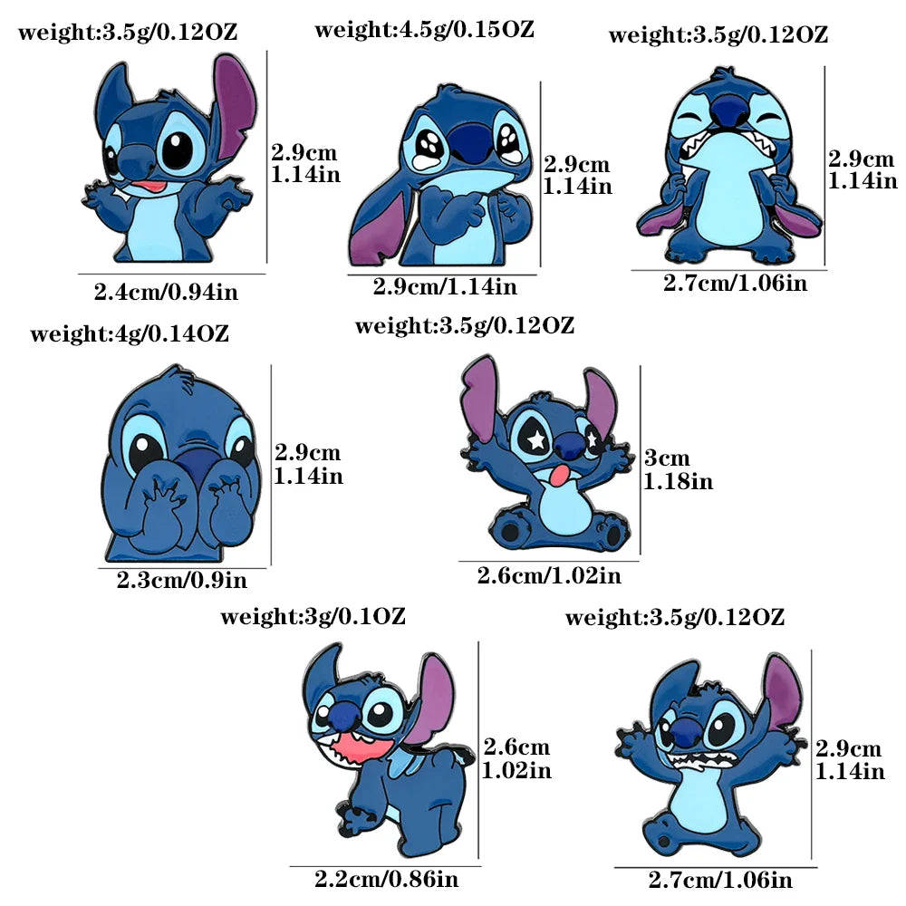 7 Pcs Creative Lilo and Stitch Enamel Pins Set for Backpack Clothing Jewelry and Accessories Gift