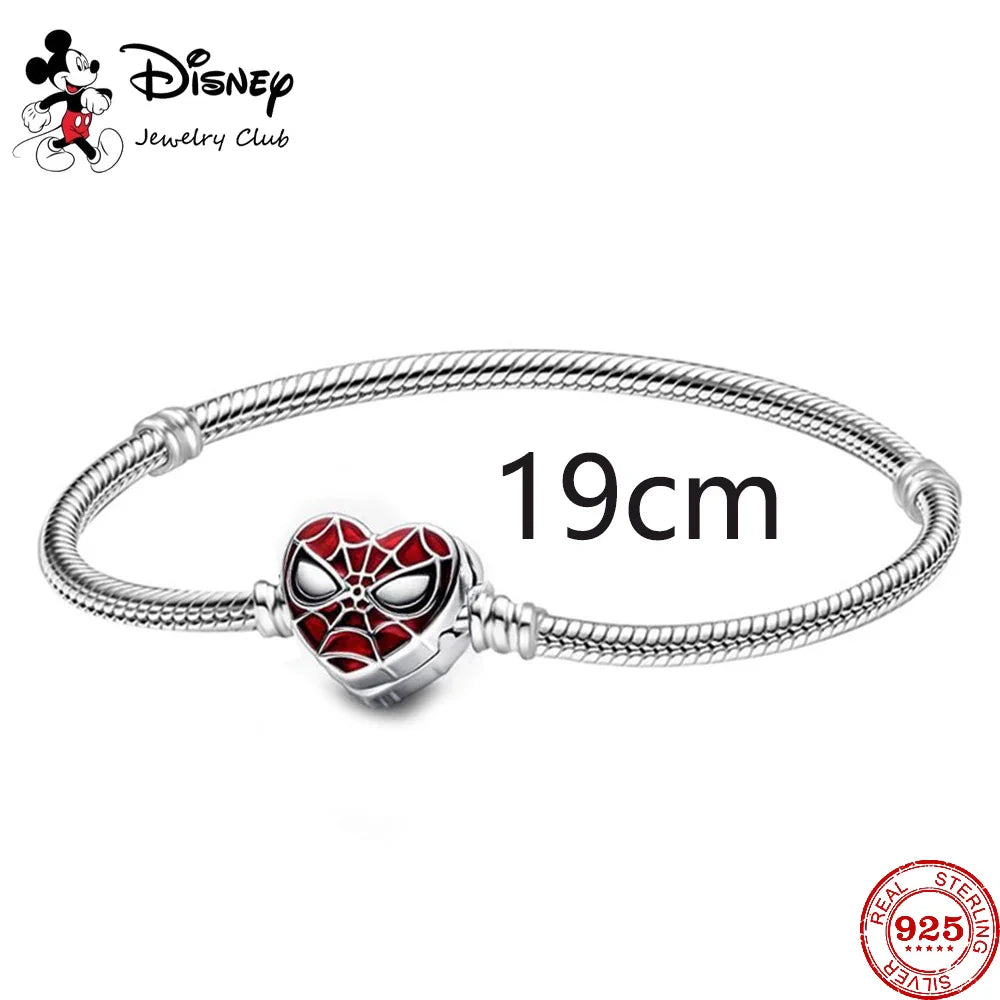 925 Sterling Silver Mickey Minnie Charm Beaded Fit Snake Bracelet DIY Ladies Jewelry