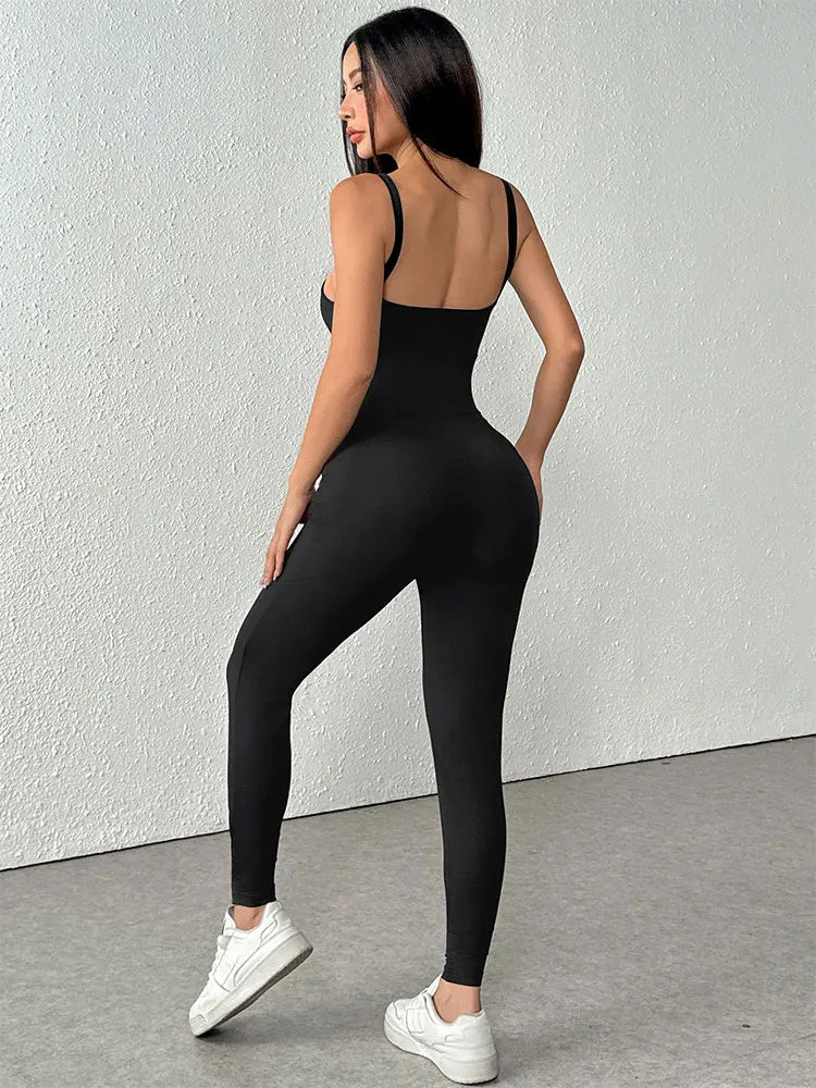 Black Sexy Backless Sling Jumpsuit for Women Summer Bodycon Romper Elegant Streetwear Clubwear Party Outfit