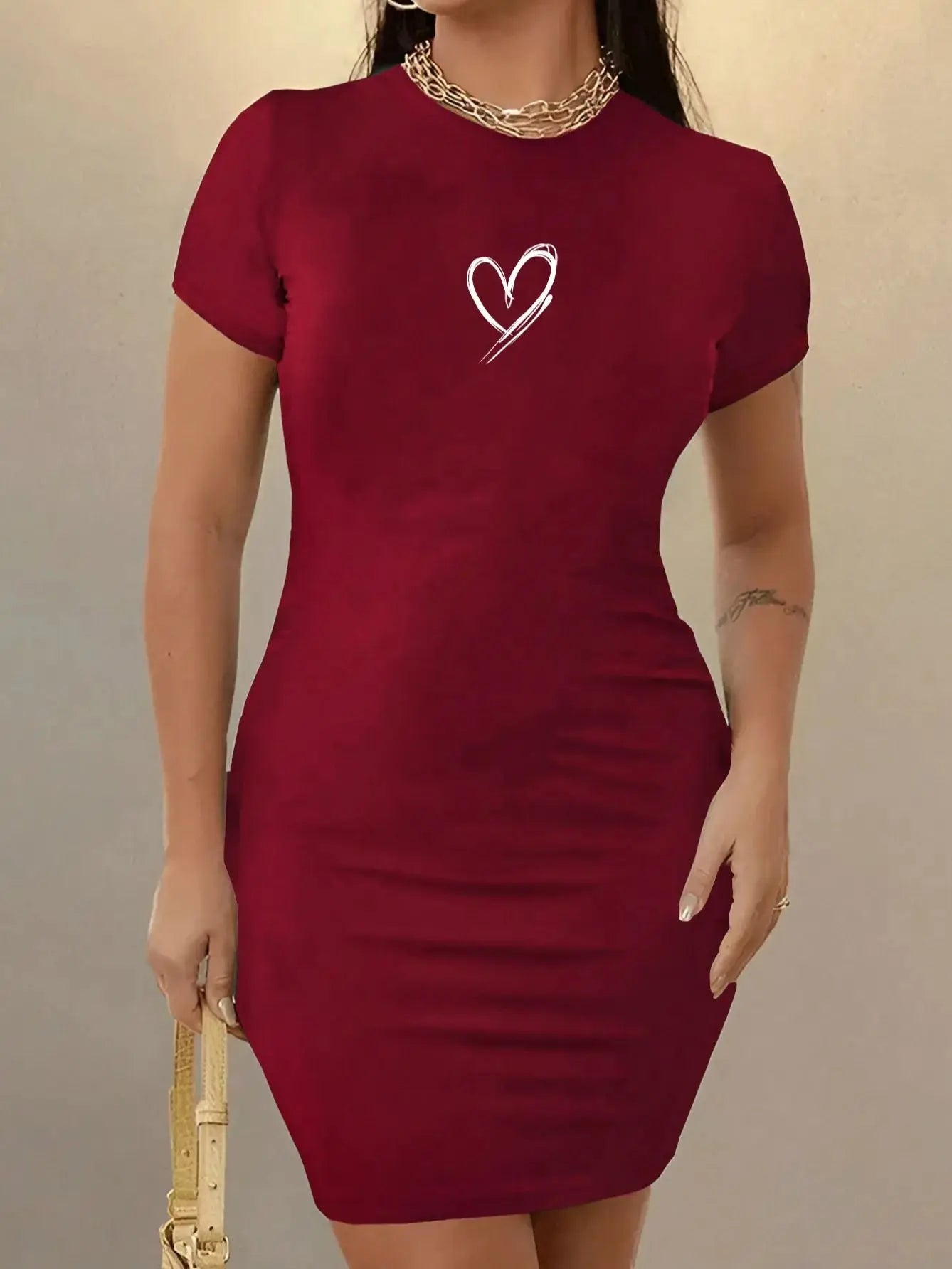 Womens Short Sleeve Mini Dress Slim Fit Casual Streetwear
