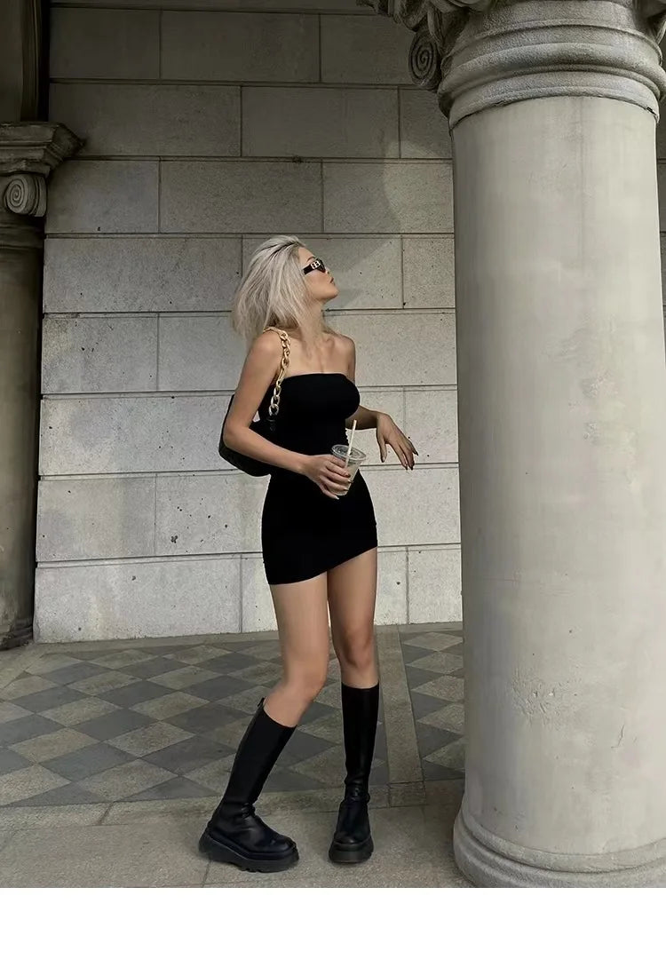 Strapless Bodycon Dress For Women Hip Hugger Silhouette