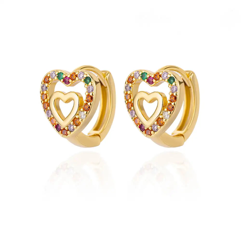 Hollow Zircon Heart Earrings for Women Gold Plated Stainless Steel Heart Shaped Jewelry Gift for Weddings and Couples