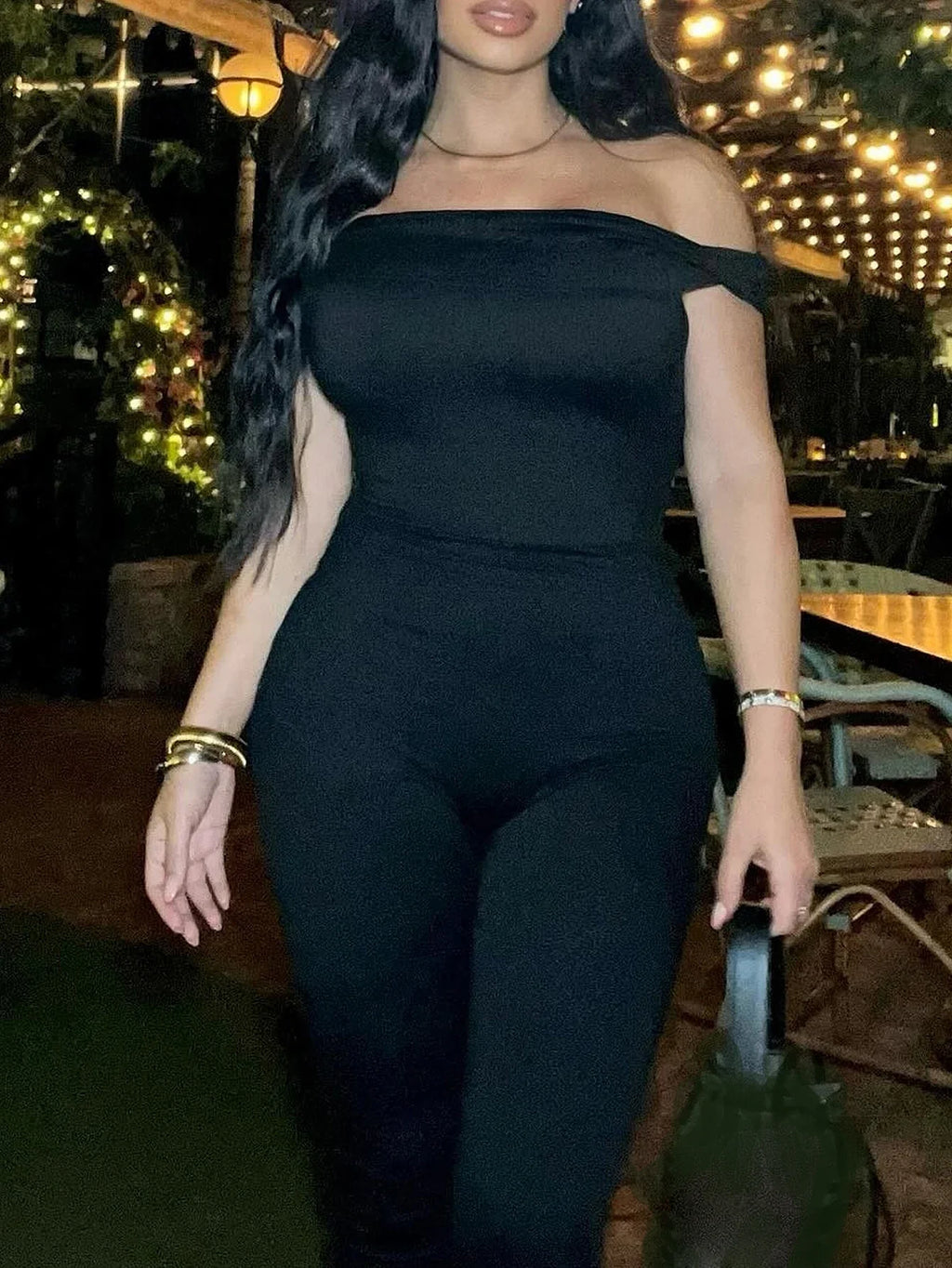 Women's Sexy Slim Fit Strapless Backless Tight Solid Color Sports Jumpsuit Pants