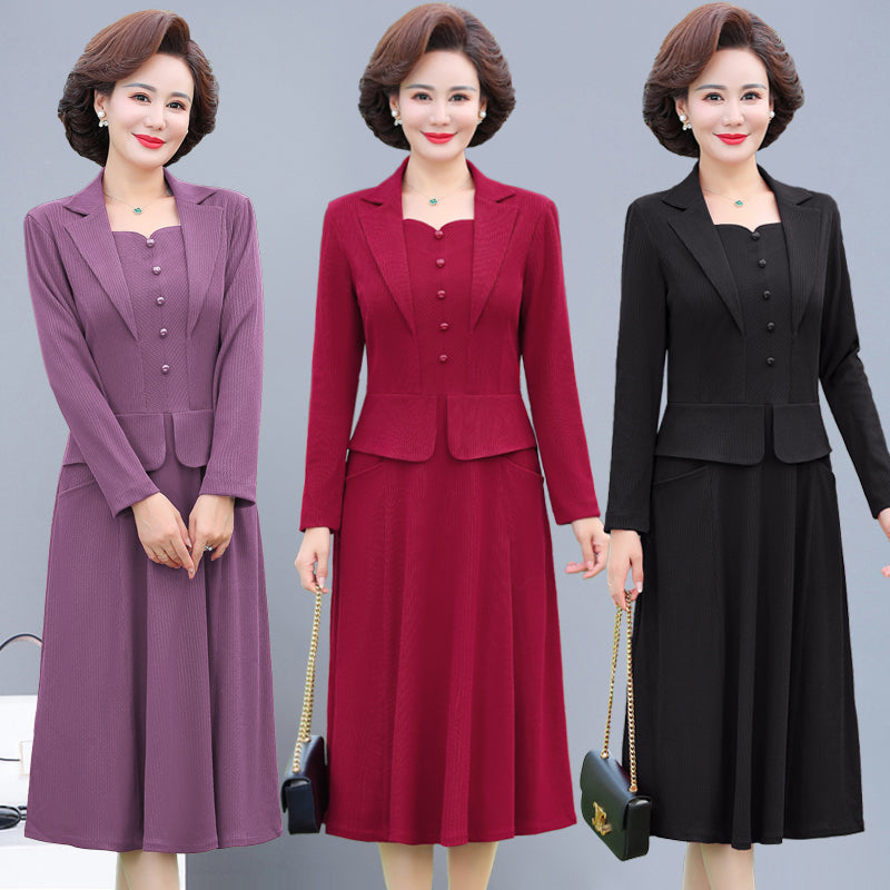 Autumn Women Aline Knee Length Office Dress With Collar