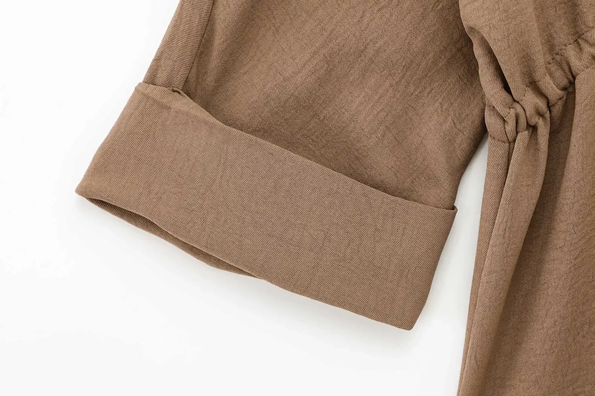 Women's Lace Up Kimono Shirt Top and Elastic Waist Wide Leg Trousers Two Piece Set