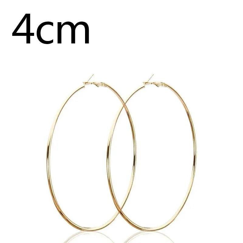 30-100mm Small Big Circle Hoop Earrings for Women and Men in Stainless Steel Fashion Jewelry