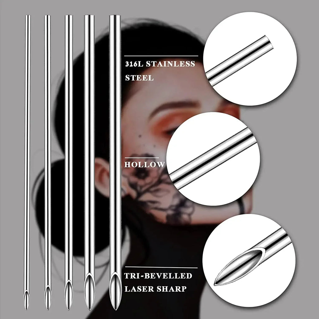 Surgical Steel Disposable Body Piercing Needles Sterile Medical Grade 12G to 20G Individual Pack