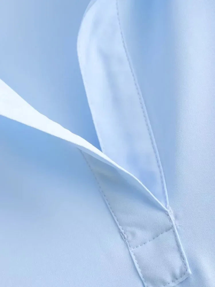 Green Embroidery Shirt Dress With Cuffed Sleeves Split Hem