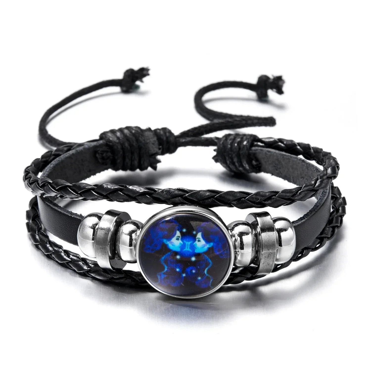 Luminous Zodiac Sign Charm Bracelet for Men and Women - Vintage Multilayer Wrap Leather Bangle Birthday Gift