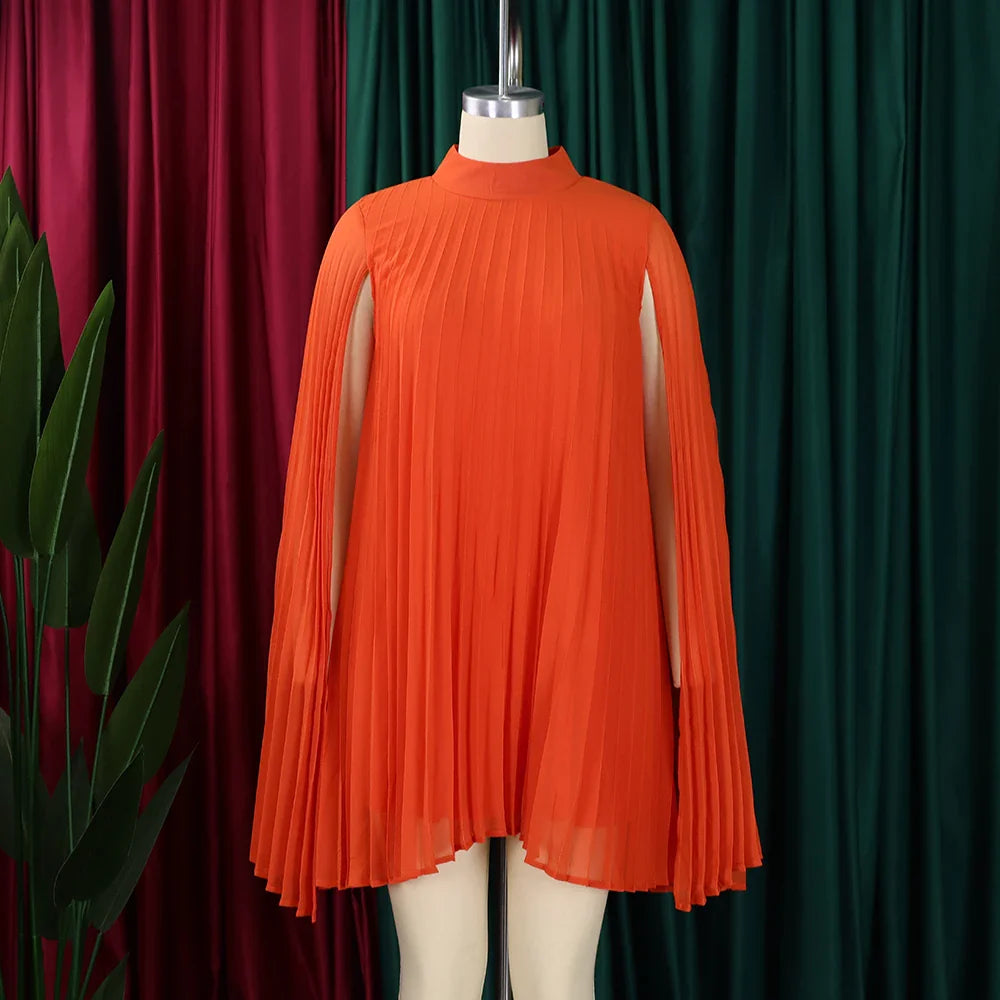 Elegant Chiffon Dress For Women Batwing Sleeve Knee Length