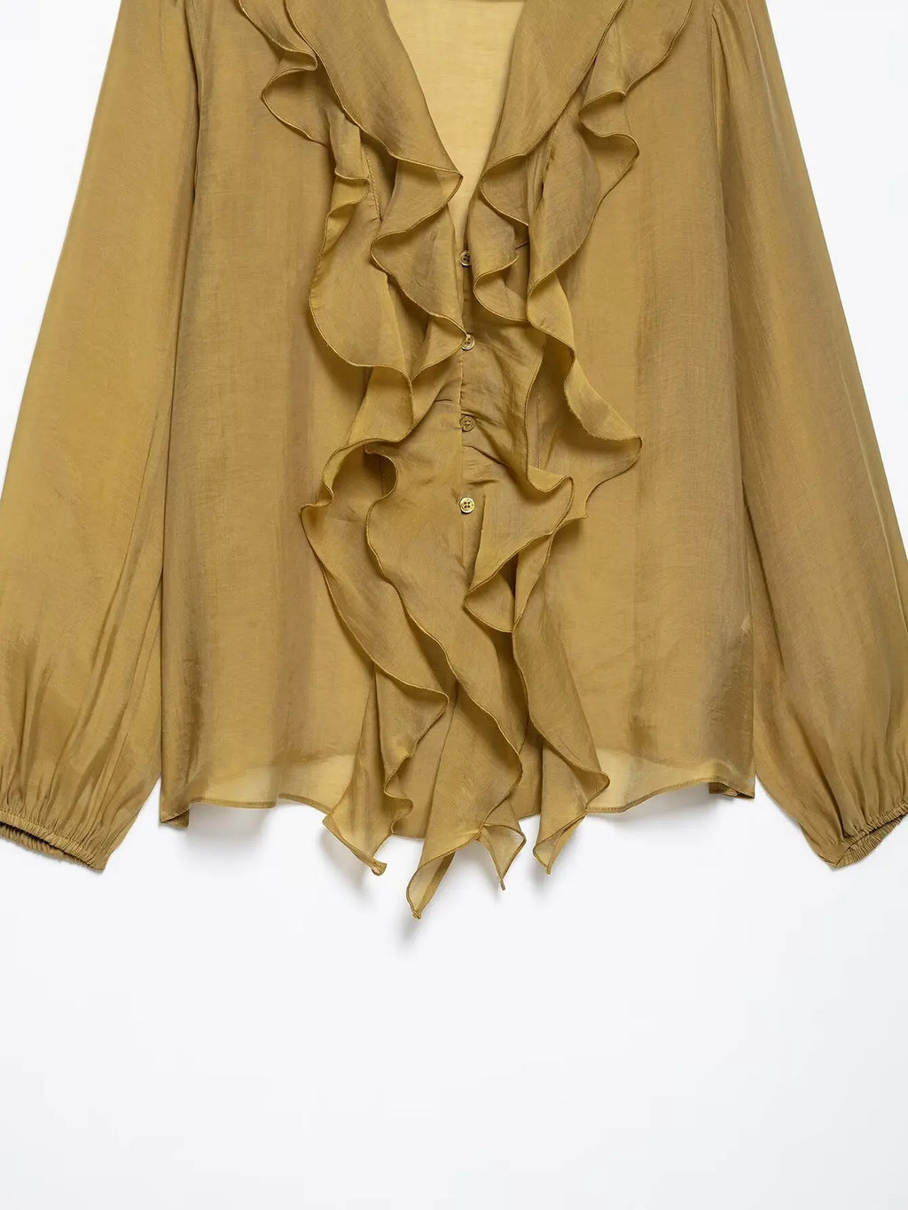 Laminated V Neck Long Sleeve Casual Shirt for Women with Versatile Temperament and Elegant Fit