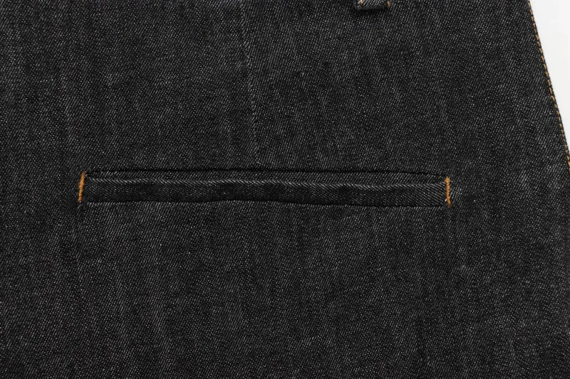 Women's Slim-Fit Denim Shirt with Stretch Waist and Flare Trousers for Comfortable Spring Style