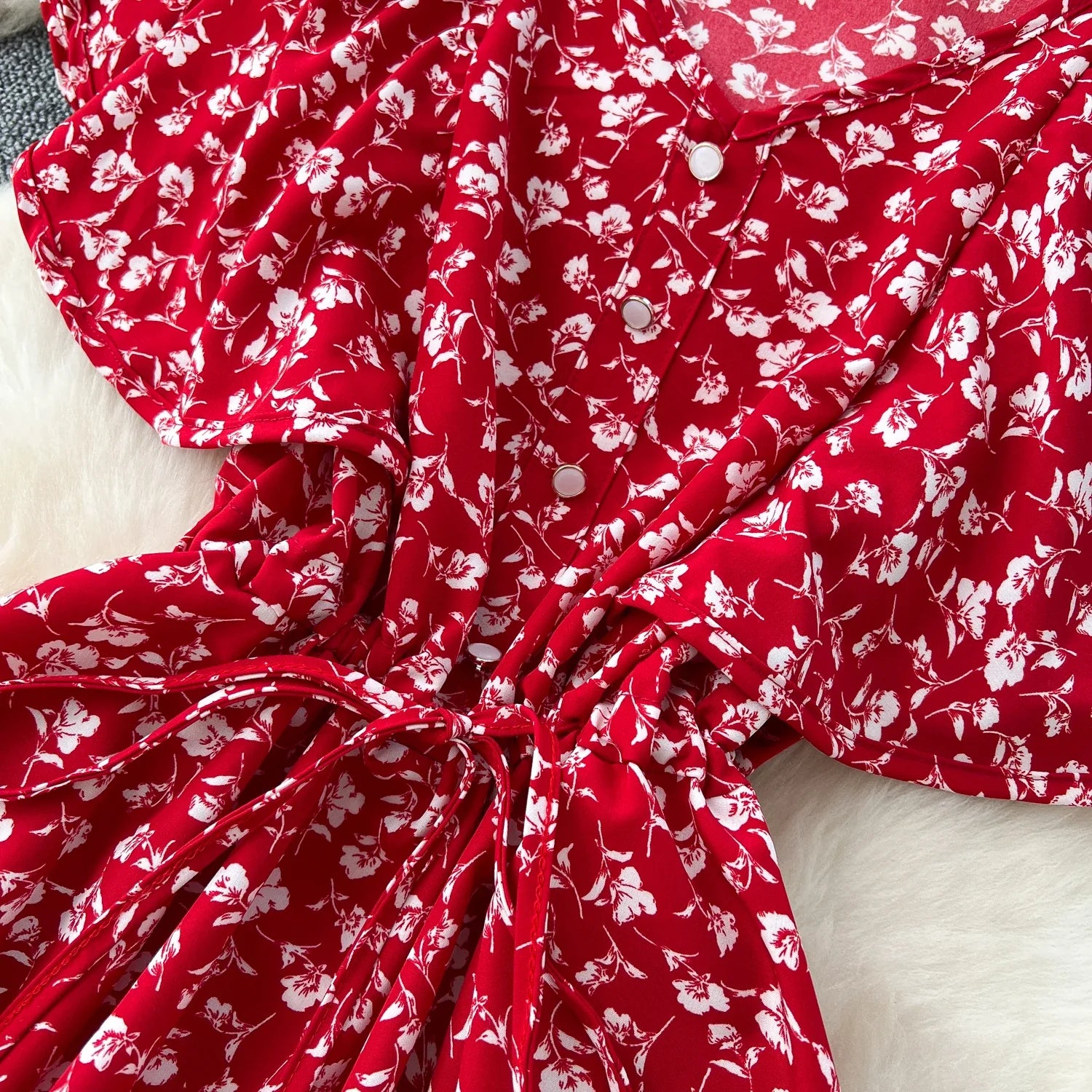 Floral Print Sundress V Neck A Line For Summer Party