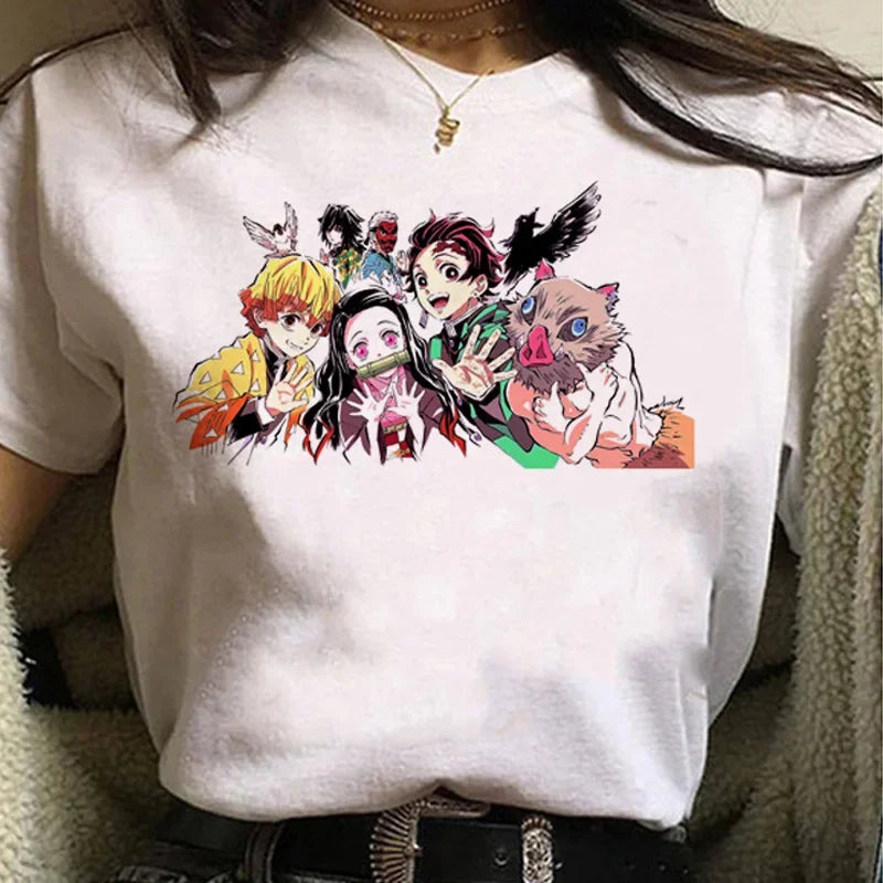 3D Printed Japanese Anime Demon Slayer Women's Casual Short Sleeve T-Shirt