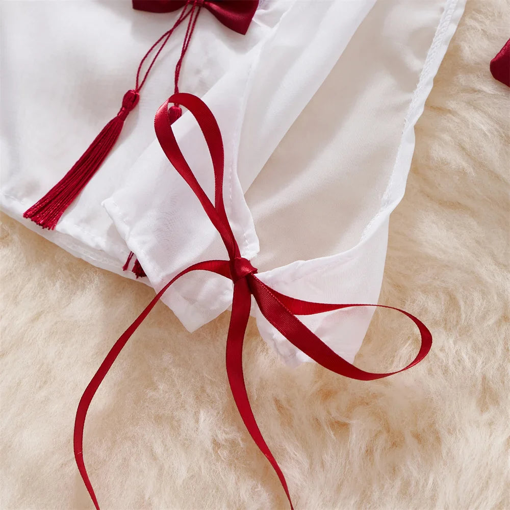 Chiffon Hotsweet Women's Secret Lingerie Set V-Neck Slim Crop Top with Pleated Mini Skirt Erotic Nightwear Ensemble