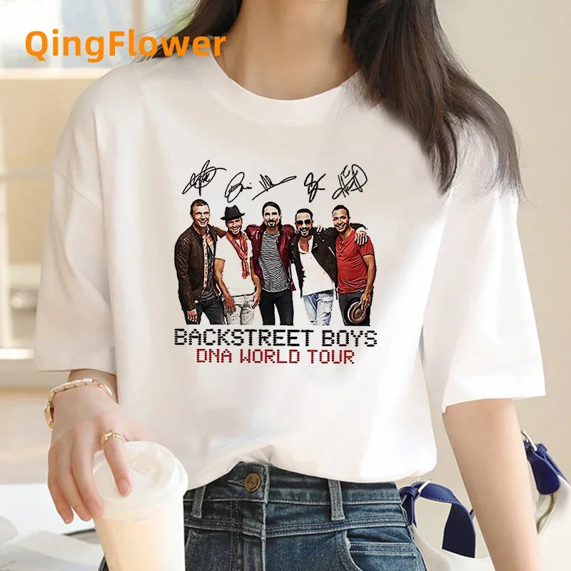 Backstreet Boys DNA Tour Summer Top T-Shirt for Women Funny Japanese Grunge Couple Shirt