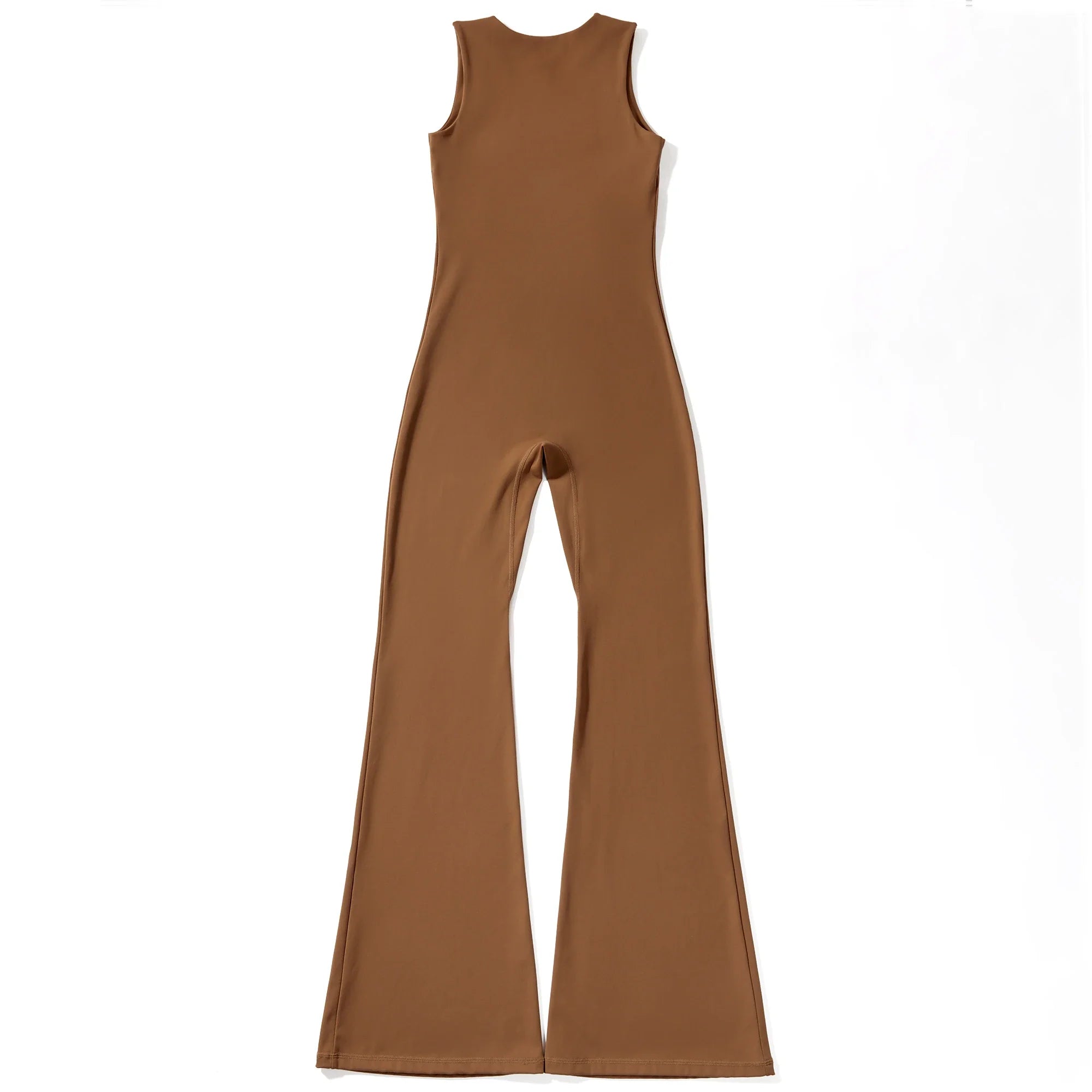 Women's Sleeveless Square Neck Bodysuit with Flared Pants Casual Fitness Jumpsuit Full Season Streetwear Playsuit