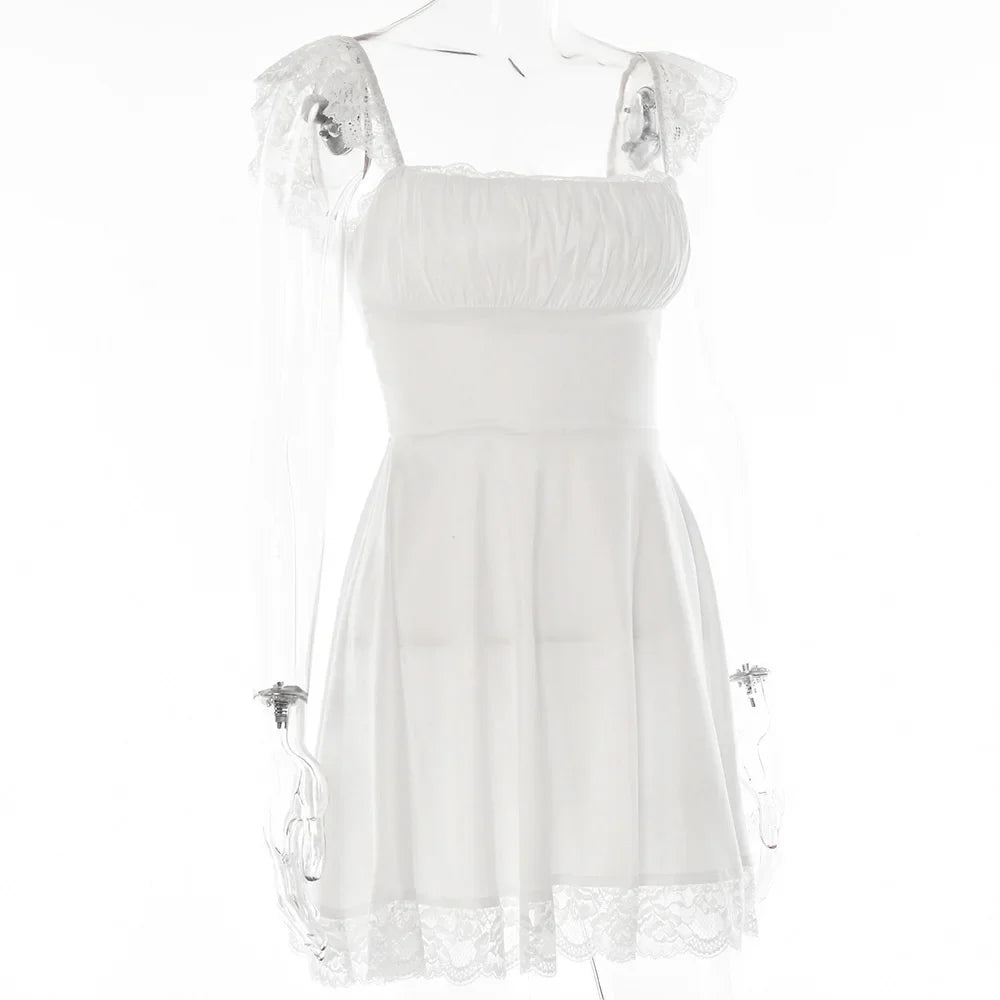 Women Lace Dress Backless Summer Sleeveless Beach Party