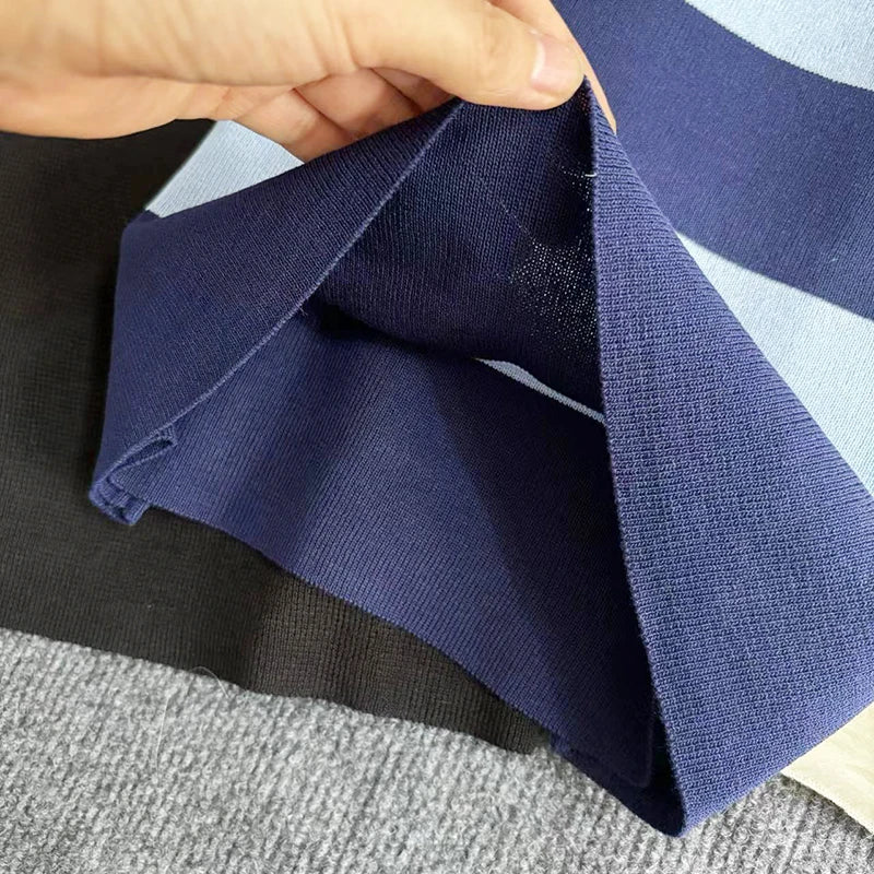 Striped Knitted Maxi Dress Square Neck Sleeveless Bodycon