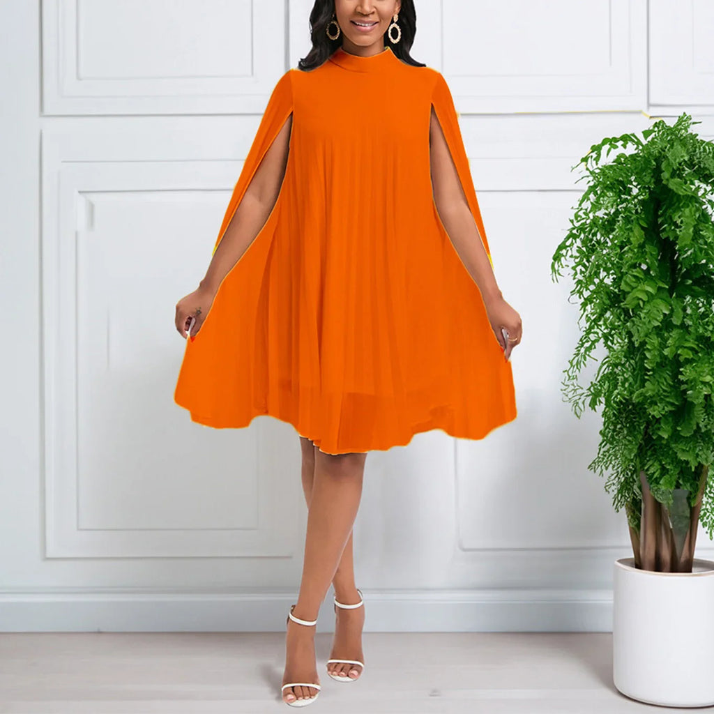 Elegant Chiffon Dress For Women Batwing Sleeve Knee Length