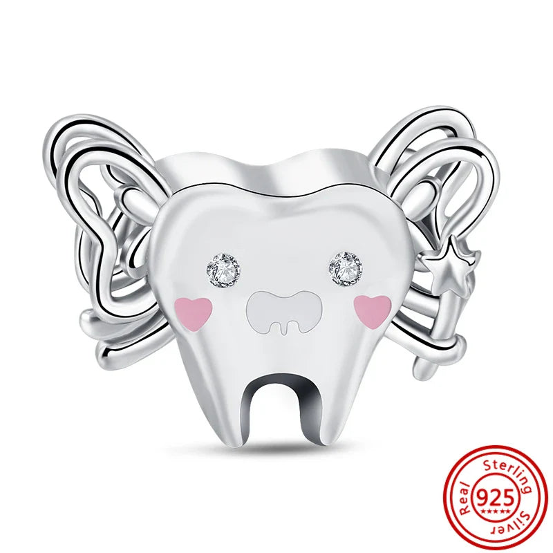 Fit Pantaro Peacock Cake Teeth Butterfly Crown S925 Silver Charms Beads Fine Jewelry for Women Gift