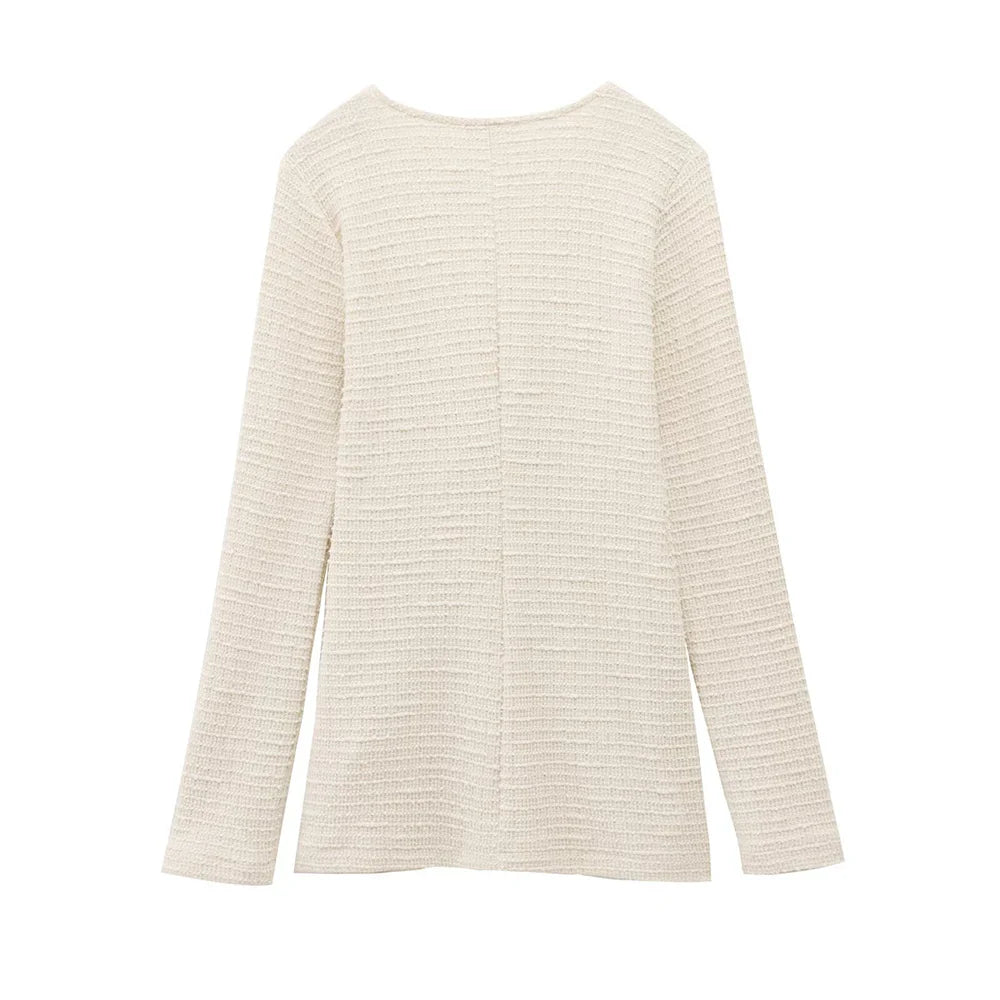 Fashionable Women's Bow Decoration Top and Slimming Texture Bell Bottom Pants Set