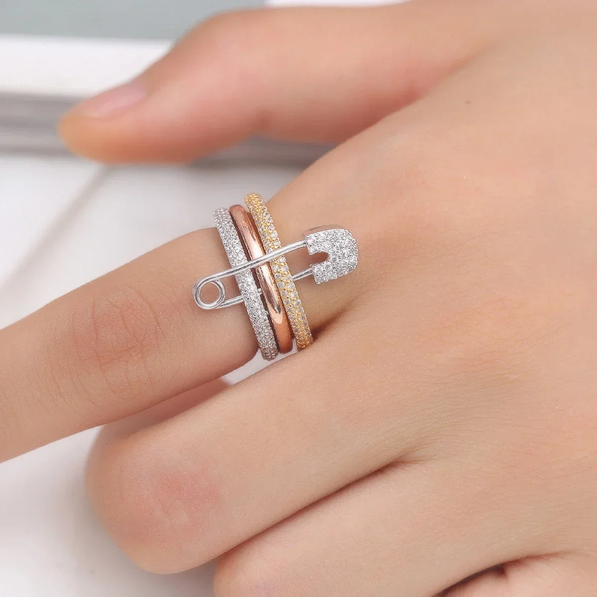 Three Layer Fashion Ring for Women - Elegant Designer Jewelry for Valentine's Day Gift