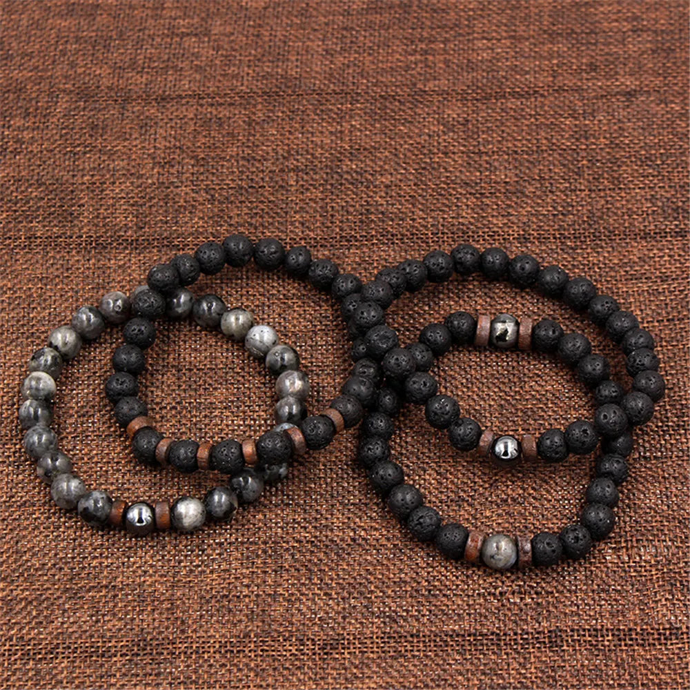 Volcanic Stone Lava Bead Bracelet for Men and Women with Tibetan Buddha Charm - Unique Natural Jewelry Gift