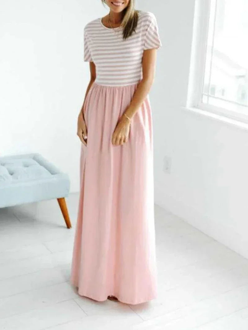 Women's Spring Casual Two Piece Set Top and Striped Bottom