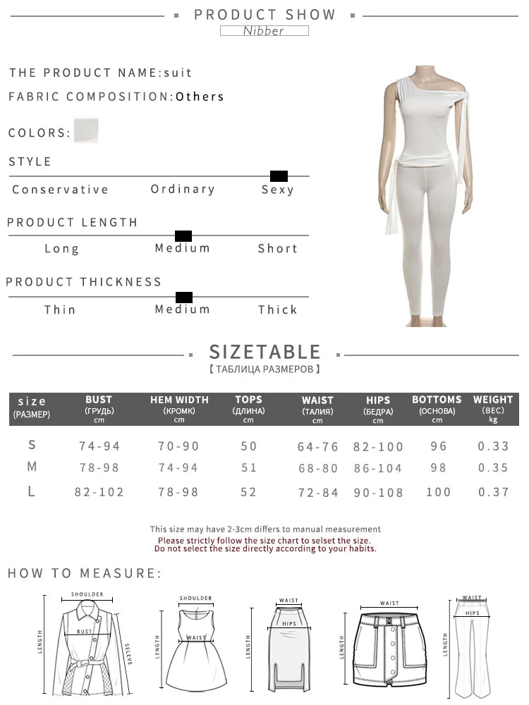 Elegant Two-Piece Women's Tracksuit Set with Skew Collar Ribbon Tank Top and Stretch Skinny Leggings Casual Matching Outfit