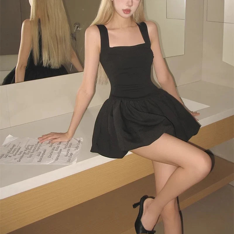 Cutecore Party Suspender Bubble Dress With Ruched Waist