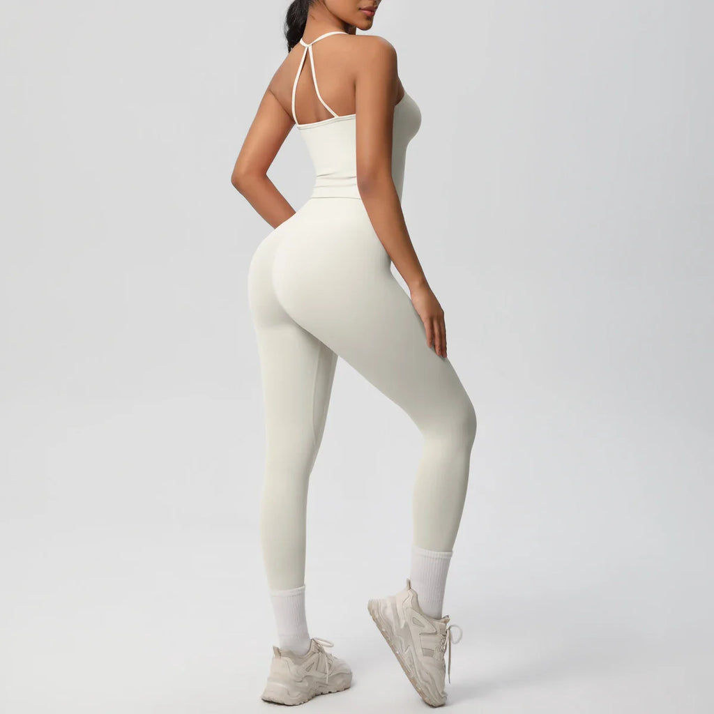 2PCS Nude Feeling Women's Yoga Set with Sports Bra and Leggings for Gym Fitness and Running