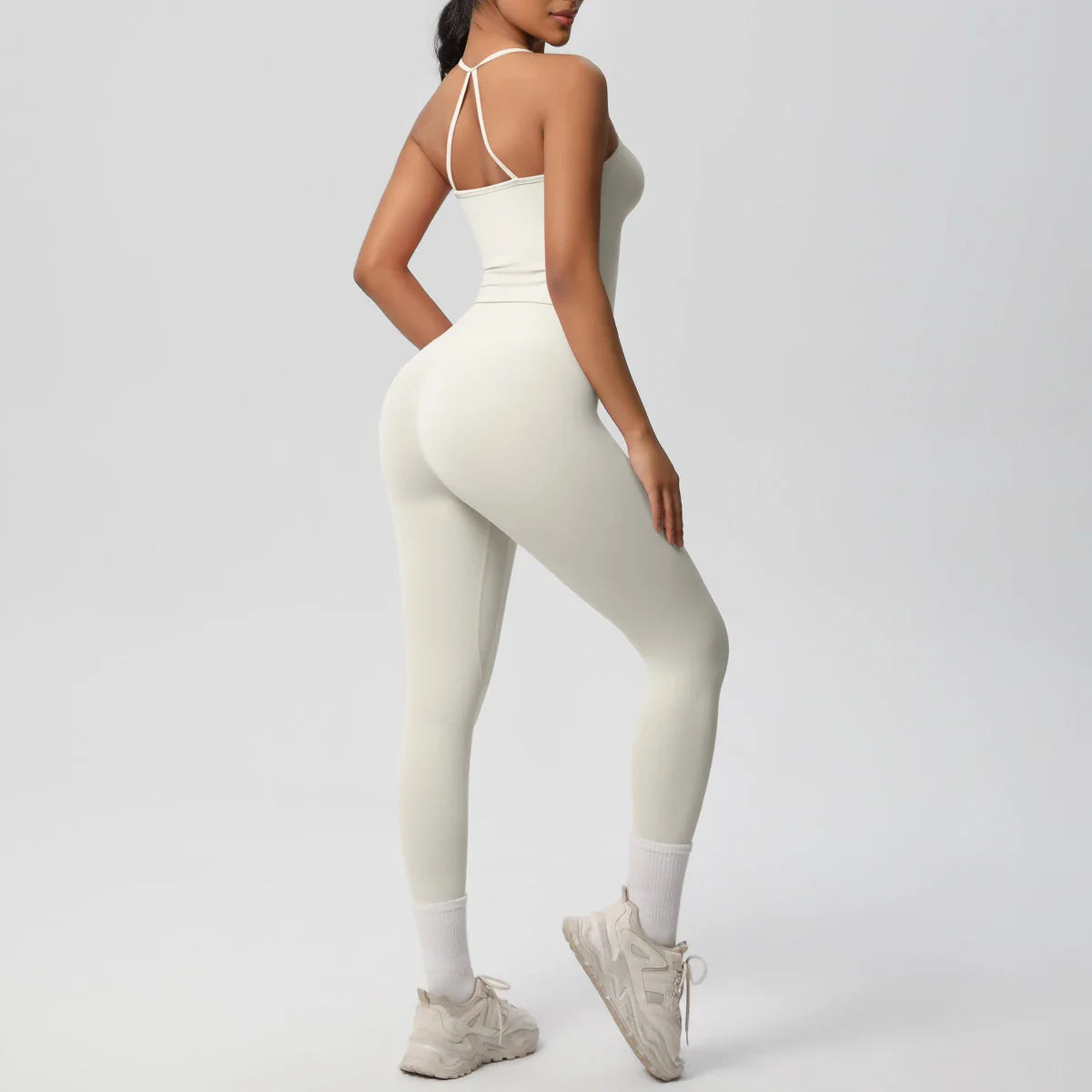 2PCS Nude Feeling Women's Yoga Set with Sports Bra and Leggings for Gym Fitness and Running