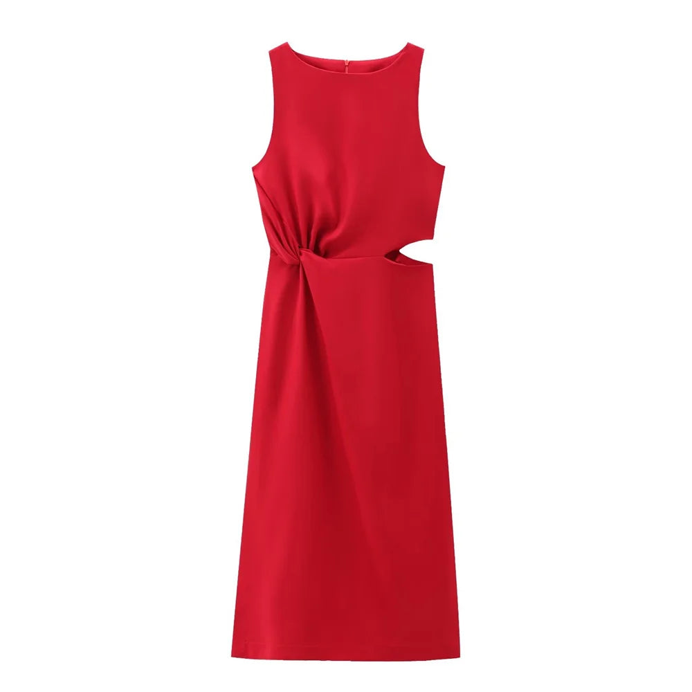 Slim Fit Midi Dress Open Design For Elegant Everyday Wear